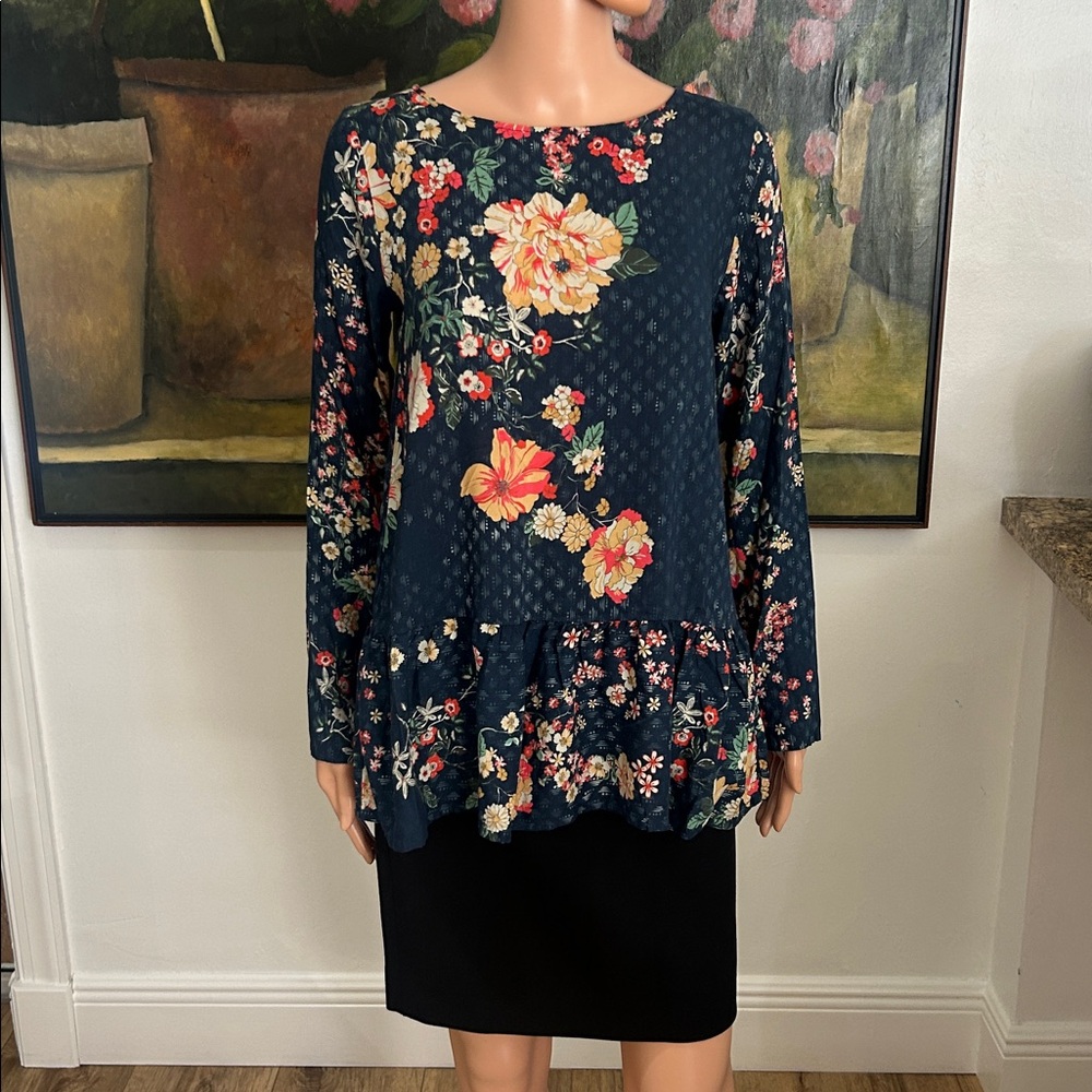 Johnny Was floral rayon blouse